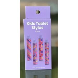 New Kids Stylus 4 Pack for Tablet & iPad | Fun Purple Patterned Pens